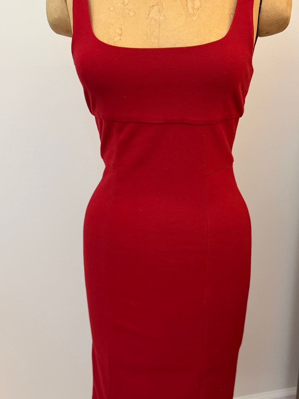 Diane Von Furstenberg Fitted Red Square-Neck Midi Dress - Women